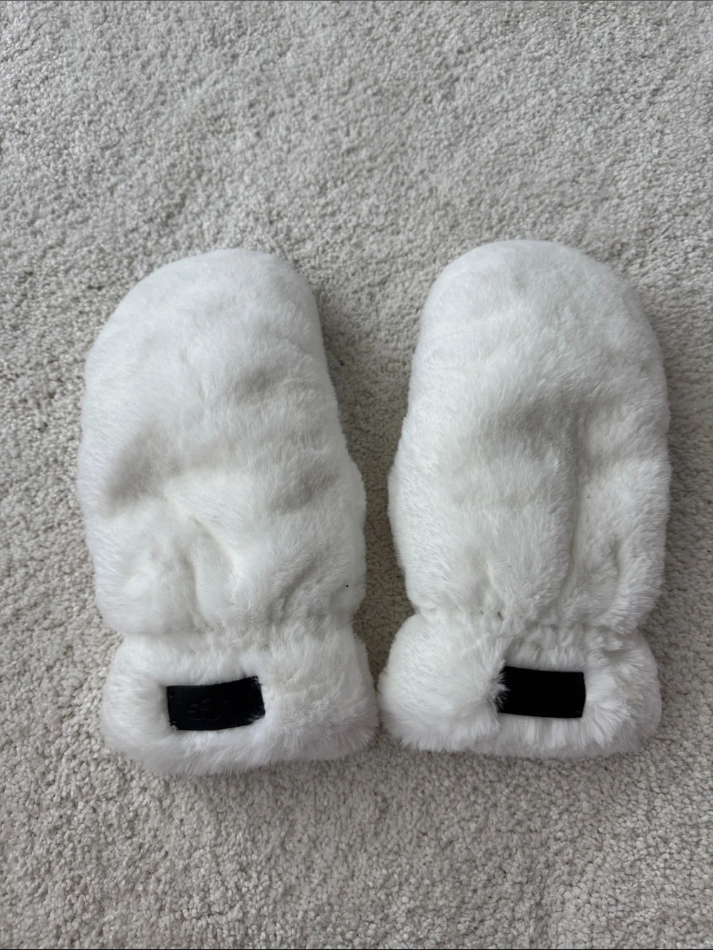 UGG White Faux Fur Mittens